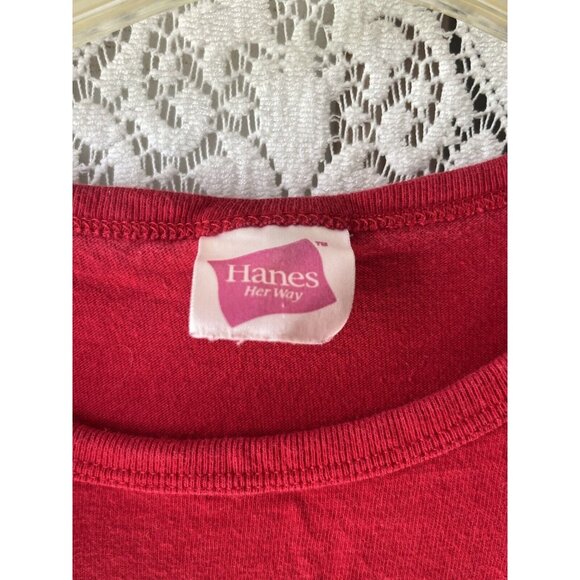 90s Vintage Hanes Red USA Stars Stripes Flag America Red‎ Shirt 100% Cotton XL - Picture 4 of 6